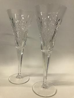 Waterford Crystal: (2) Toasting Flutes "Health" In Original Box