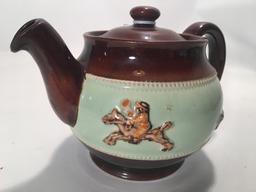Englisdh "Fox Hunt" Teapot By Bourne, Denby, & Derby