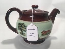 Englisdh "Fox Hunt" Teapot By Bourne, Denby, & Derby