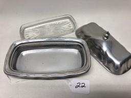 Wilton Pewter Covered Butter W/Glass Insert