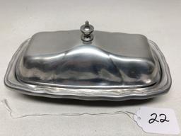 Wilton Pewter Covered Butter W/Glass Insert