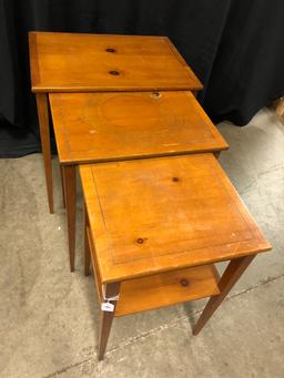 Vintage Pine Nesting Tables By Brandt Furniture, Maryland