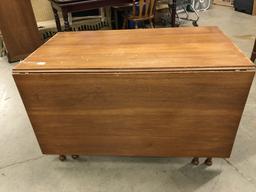 Massive 8-Leg Maple Drop Leaf Table