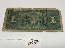 1937 Ottawa One Dollar Bill