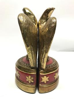 Pair of Metal Clad Eagle Book Ends, 8.25" Tall