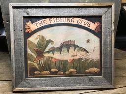 Framed Fish Print Titled "The Fishing Club"