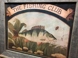 Framed Fish Print Titled "The Fishing Club"