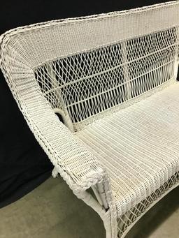 White Wicker Settee