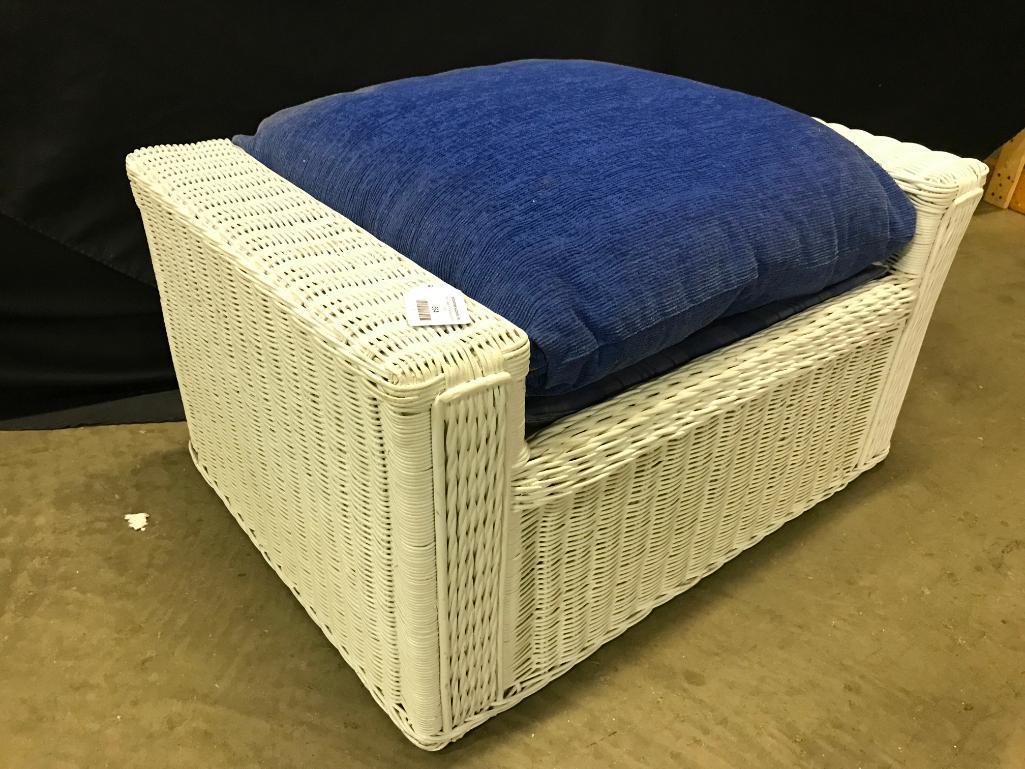 Henry Link White Wicker Ottoman