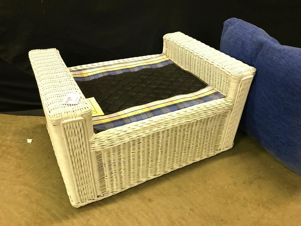 Henry Link White Wicker Ottoman