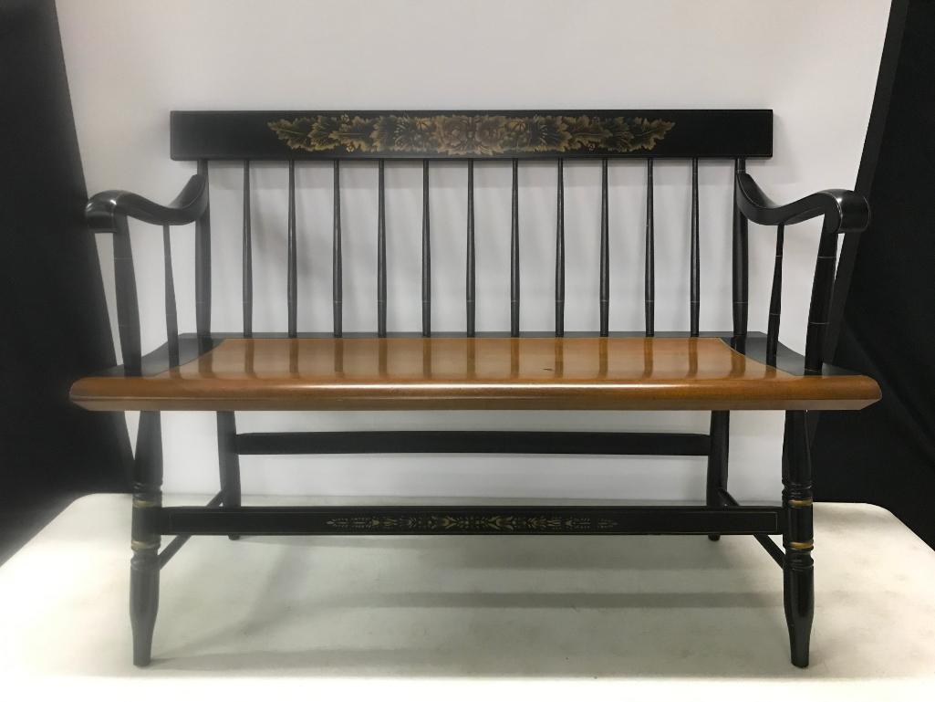 Hitchcock Type Deacon Bench W/Stenciling