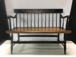 Hitchcock Type Deacon Bench W/Stenciling