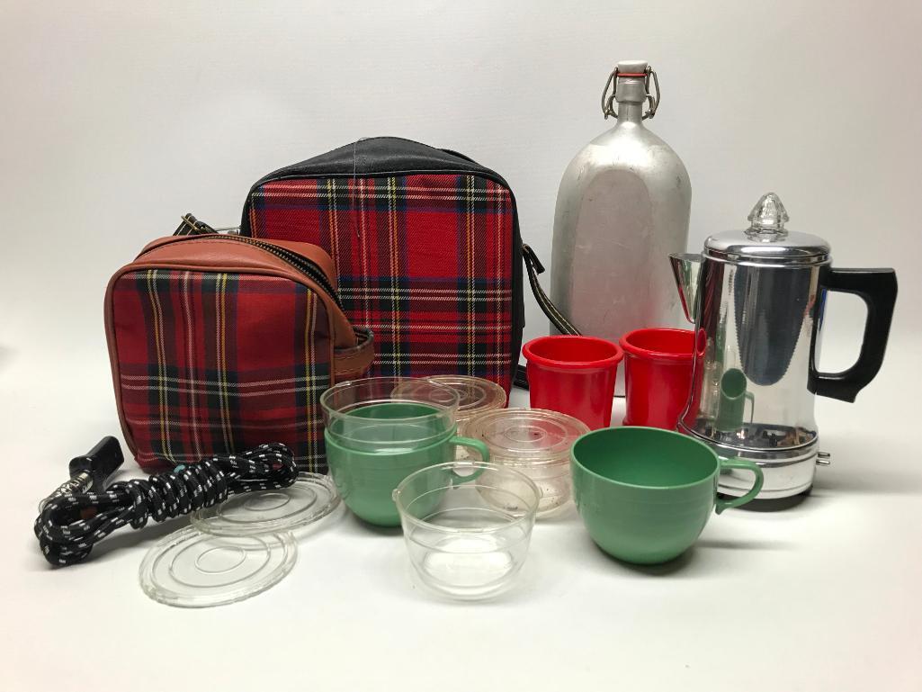 Vintage "Plaid" Empire Traveling Kits & Aluminum Thermos