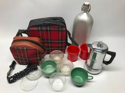 Vintage "Plaid" Empire Traveling Kits & Aluminum Thermos