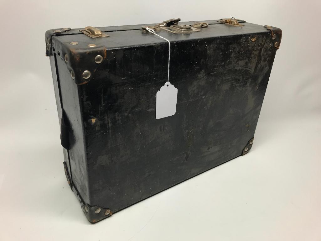 Vintage Picnic/Traveling Kit In Old Suitcase Type Holder