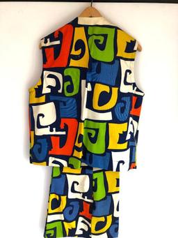 Vintage Vest and Pants, Very Colorful from Sears, Large 42-44