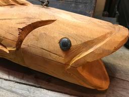 Large Carved Wooden Fish-Made To Hang