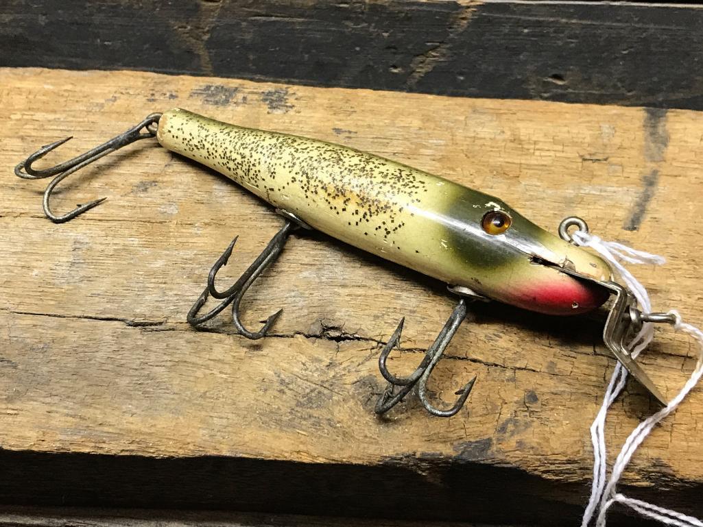 Creek Chub Bair Company Wooden Fishing Lure "Pikie Minnow" #718 Silver Flash