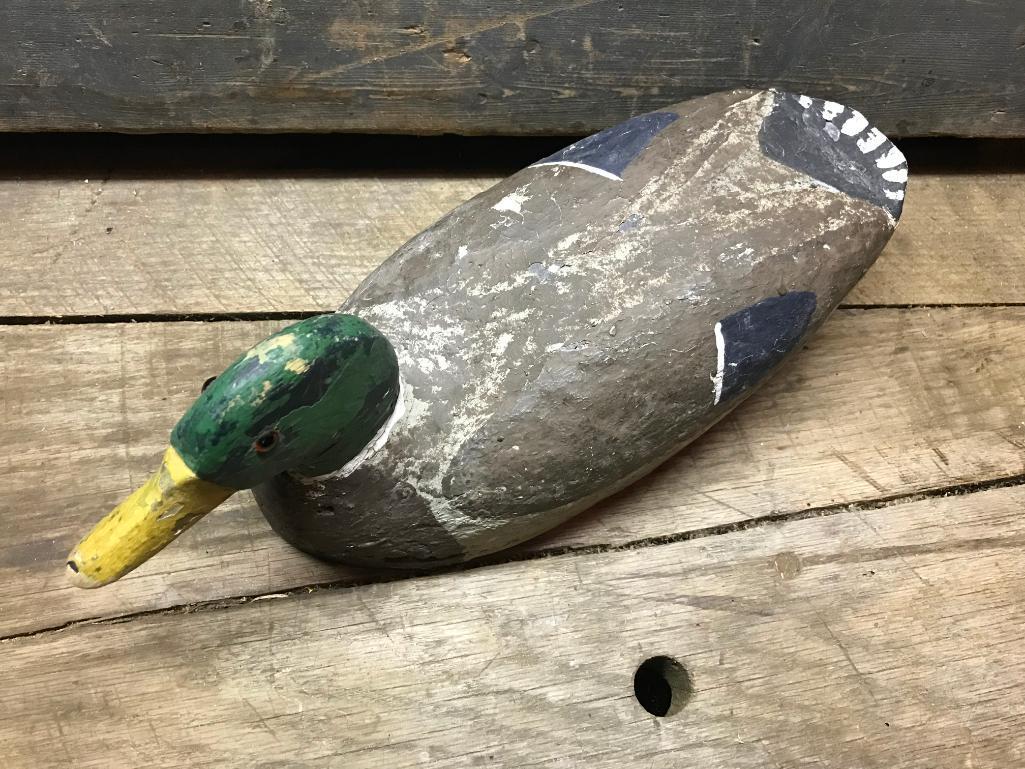 Vintage Wooden Duck Decoy Marked "W. S. H."