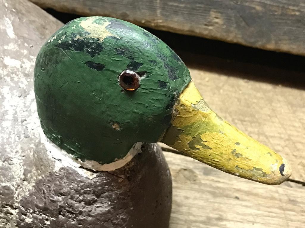 Vintage Wooden Duck Decoy Marked "W. S. H."