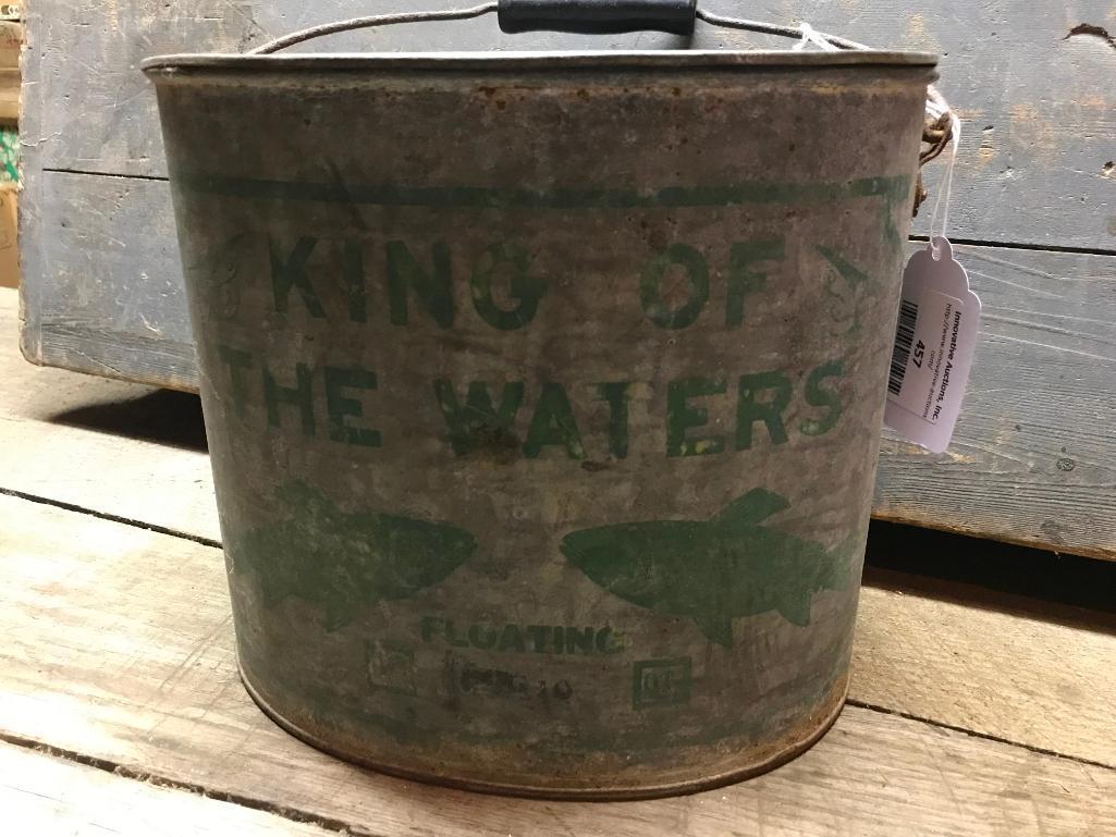 Vintage "King Of The Waters" Floating Oval Minnow Bucket