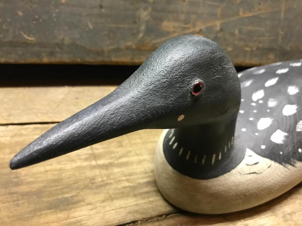 Wooden Duck Decoy Signed "BJ"