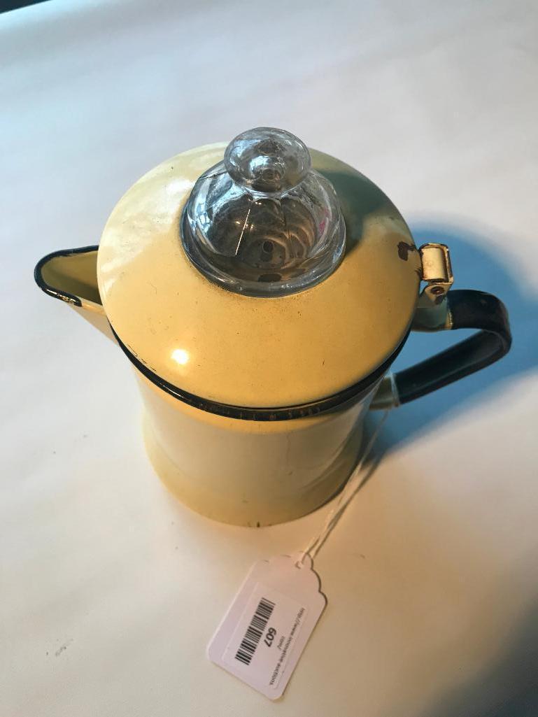Vintage Yellow Enameled Coffee Pot