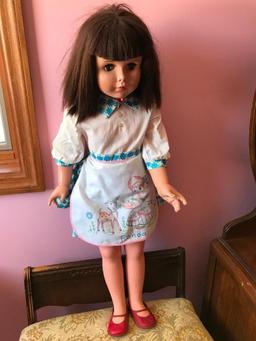 Vintage 1950's Plastic Doll W/Clothes