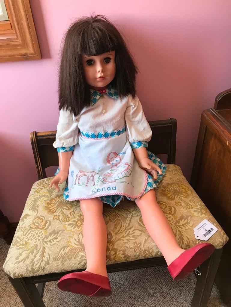 Vintage 1950's Plastic Doll W/Clothes