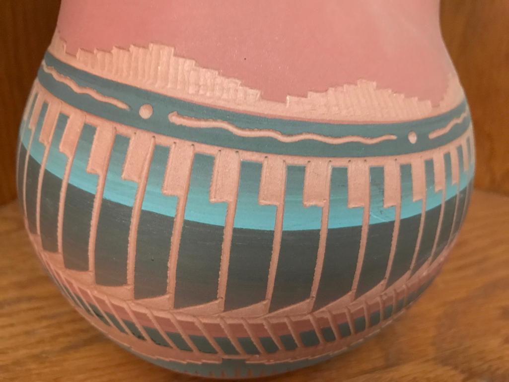 Contemporary Indian Pottery: Artist Signed Navajo Wedding Vase