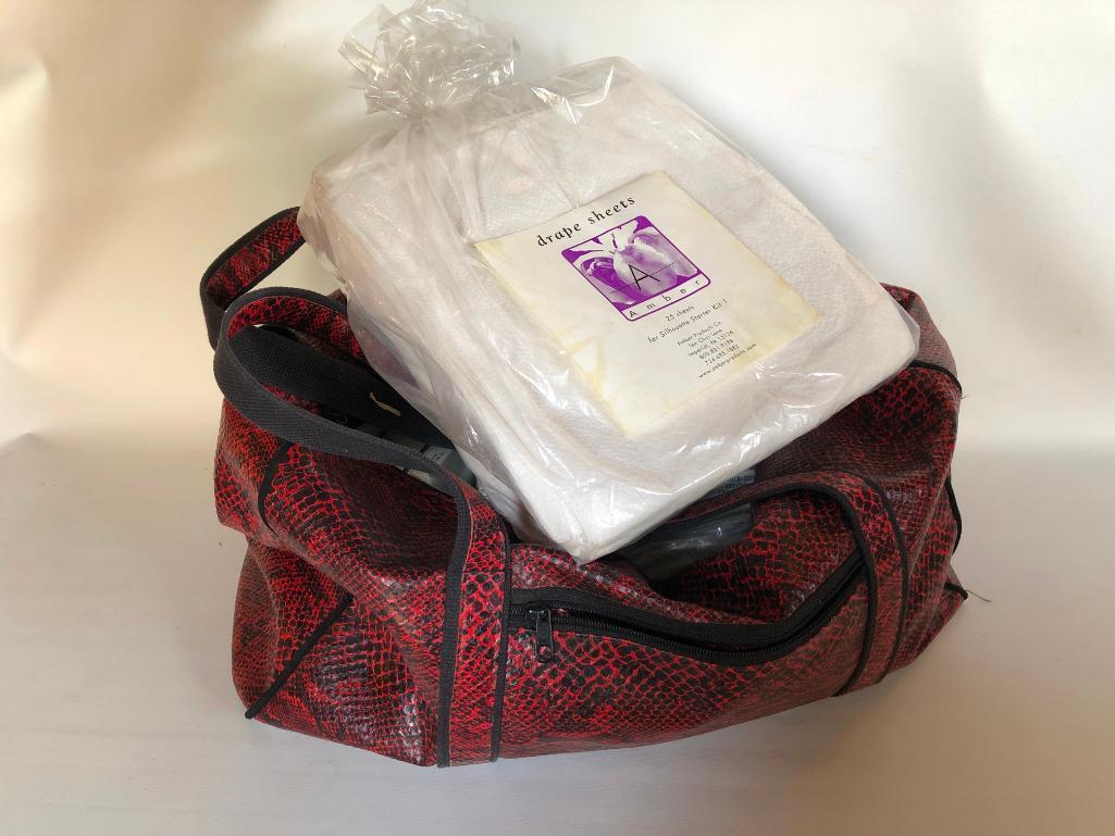 Red Bag with Professional Spa Accessories as Shown