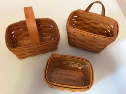 Three Small Longaberger Baskets, Smallest is 5 Inches Wide