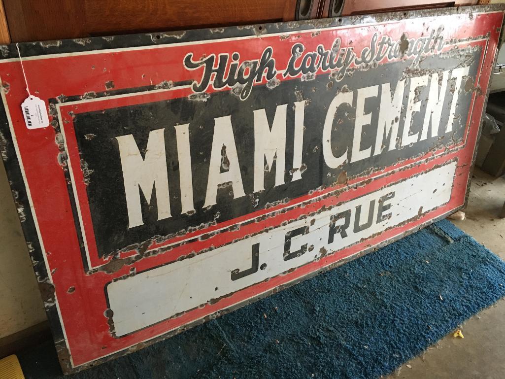 Vintage "Miami Cement J.C. Rue" Porcelain Cement Sign