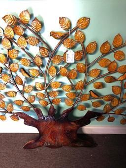 Approx. 6 Foot Wide Metal Tree, Wall Hanging Sculpture