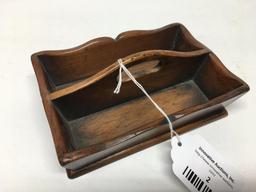 Vintage Miniature 2-Section Cutlery Tray W/Center Handle