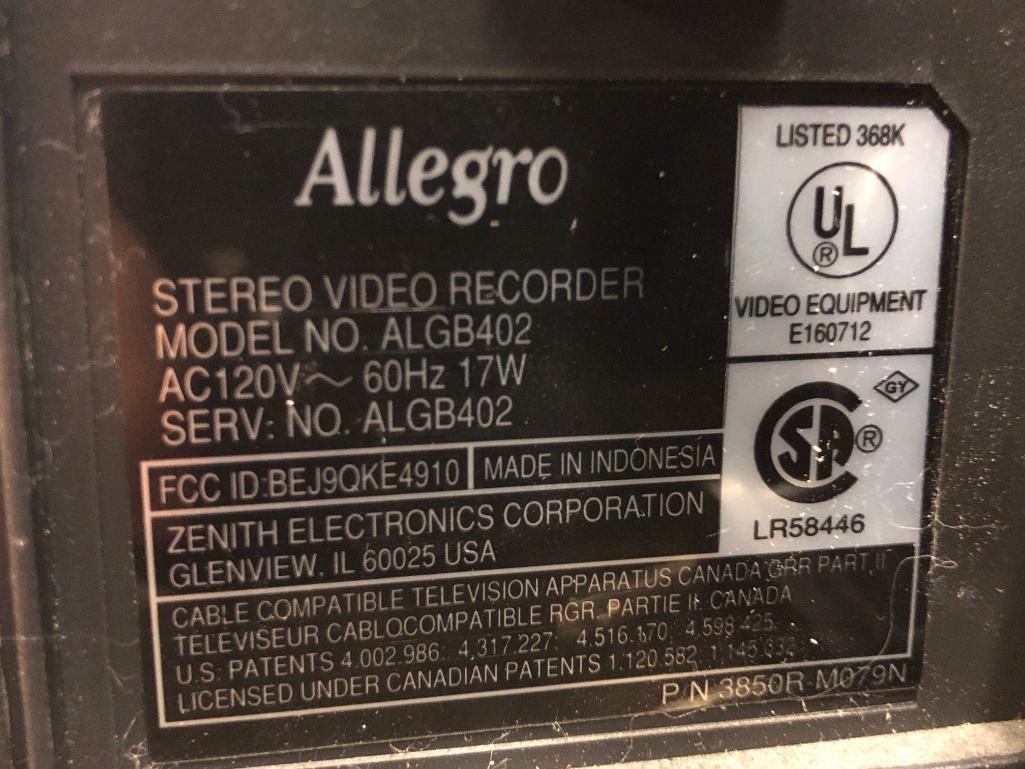 Allegro Video Cassette Recorder with Box and Remote