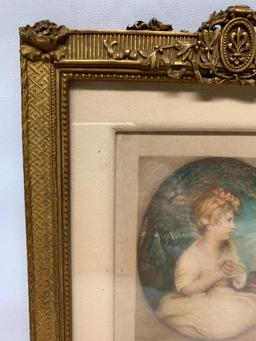 Vintage Framed Print Of Young Lady
