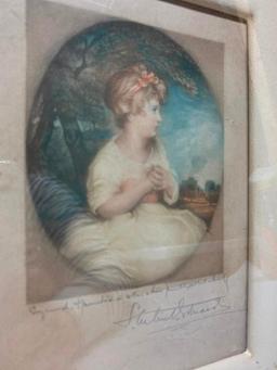 Vintage Framed Print Of Young Lady