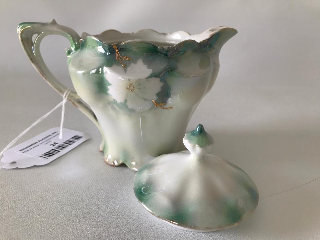 R.S. Prussia Pearlized Creamer W/Lid