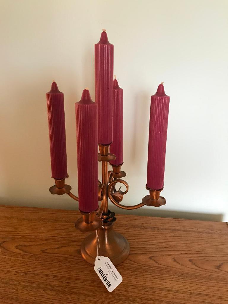 Gregorian Copper 5-Arm Candleholder