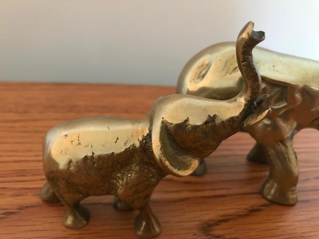 (2) Brass Elephants