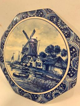 (2) Hand Painted Blue Delft Wall Plates