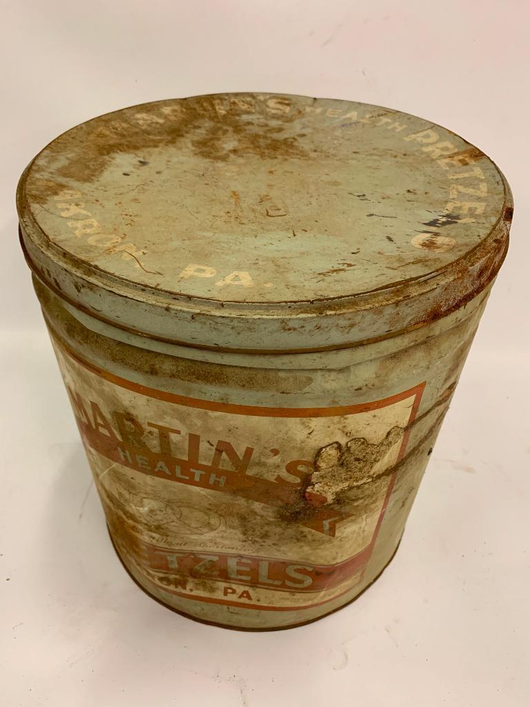 Vintage "Martin's Pretzels" 8Lb. Can W/Lid