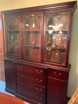 Vintage Mahogany 2-Door China Cabinet W/Butlers Desk