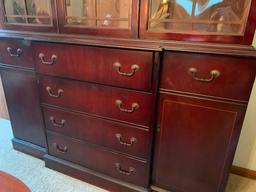 Vintage Mahogany 2-Door China Cabinet W/Butlers Desk