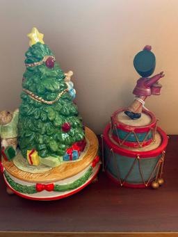 (2) Christmas Themed Music Boxes