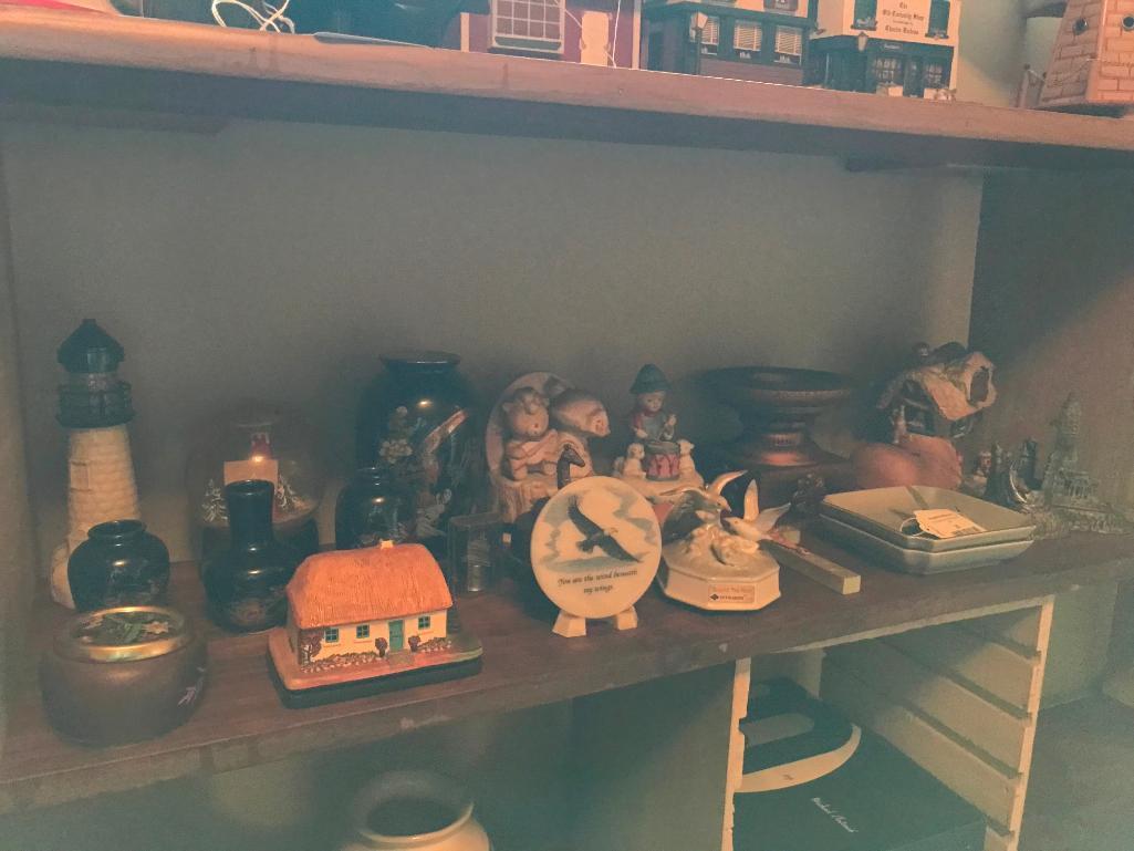Shelf W/Music Boxes, Snow Domes, & Misc. Items