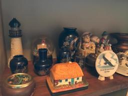 Shelf W/Music Boxes, Snow Domes, & Misc. Items