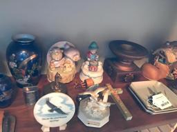 Shelf W/Music Boxes, Snow Domes, & Misc. Items