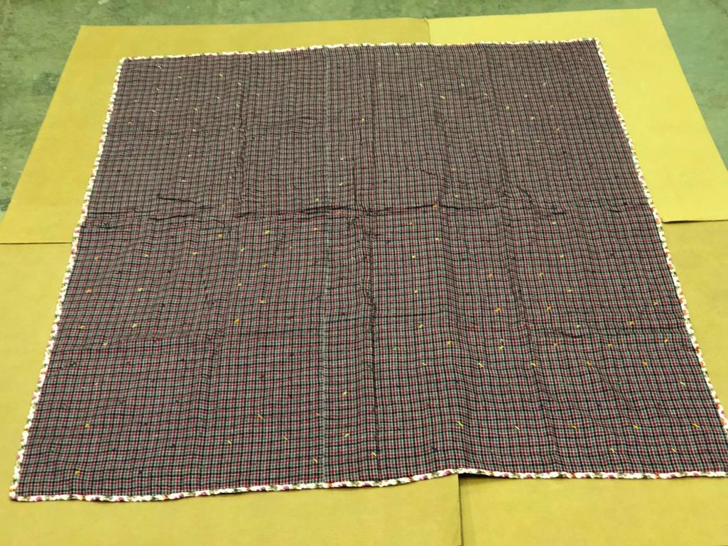 Free Form Vintage Block Quilt. Hand Made Pieced Patchwork Quilt